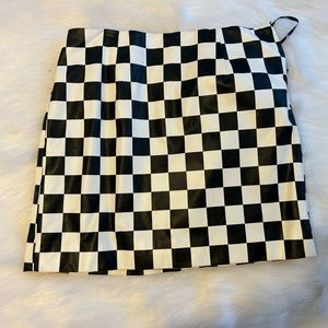 Black and white checkered skirt